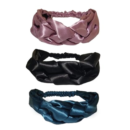 ALTCRAFT Diamond Satin Hair Band with Beautiful Celtic Knot| Satin Hair Band for Hair & Skin | Silk Hair Band (Pack of 3) | Best Hair Accessories for Women with Stretchable Elastic