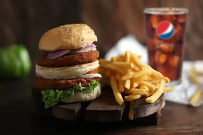 Mexican Fried Chicken Jumbo Burger Meal __ Jumbo Burger,Crispy Fries,Pepsi