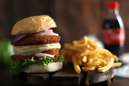 Crunchy Paneer Jumbo Burger Meal __ Jumbo Burger,Crispy Fries,Pepsi