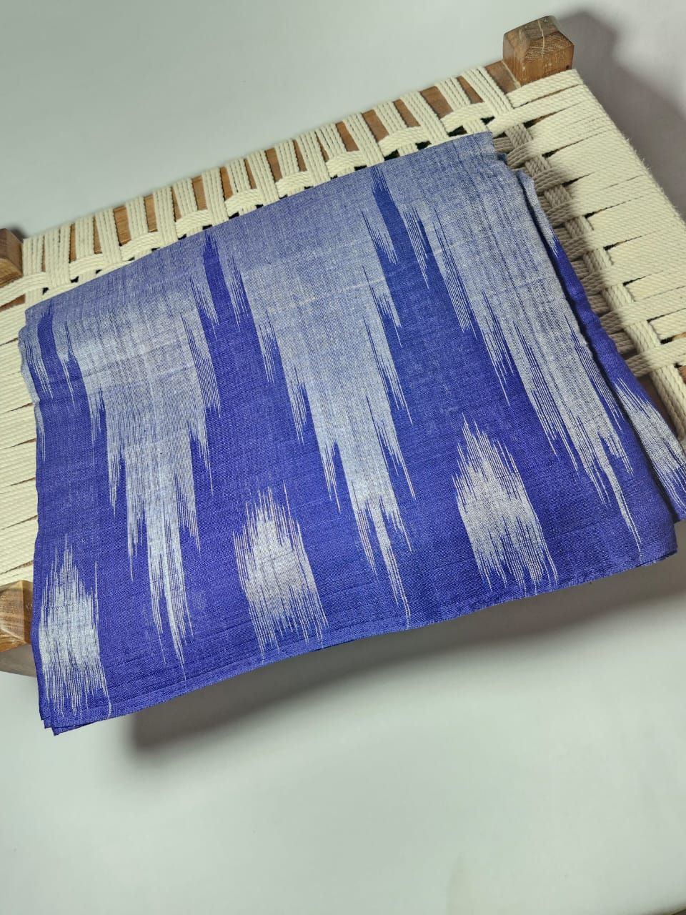 NVIKD002-Grey Color with Dark Blue Temple Border Ikkat Cotton saree