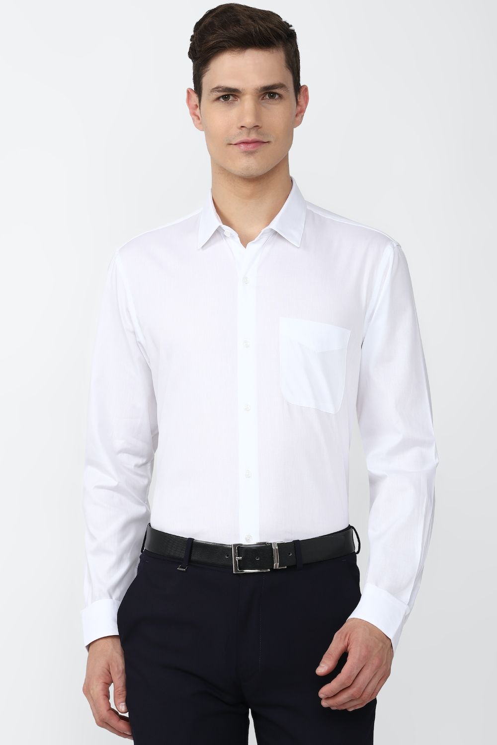 Men White Slim Fit Formal Full Sleeves Formal Shirt