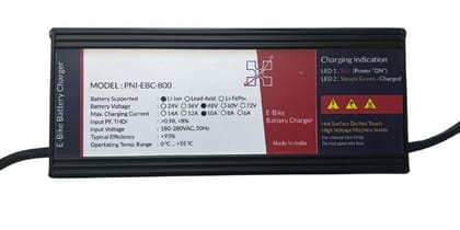 48V 6A Lithium-Ion Battery Charger for E-Bikes, Scooters, Cycles and Rickshaw | Multiple Options Connector Available