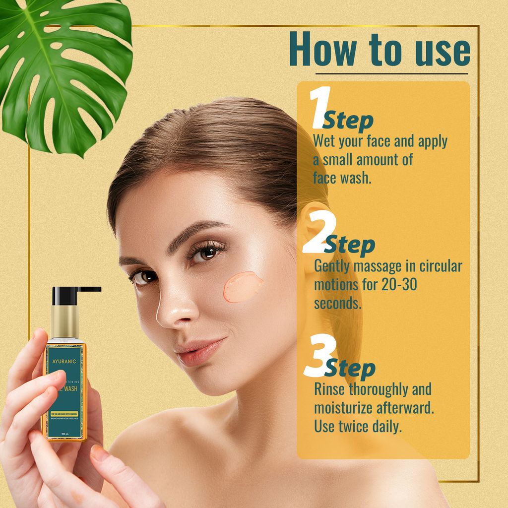 Ayuranic Tan & Dark Spot Removal Ayurvedic Face Wash for Glowing Skin | Enriched With Kashmiri Kesar Oil, Rose Water, Haldi | Approved by Ministry of Ayush | (11 Natural Herbs, 100 ml)