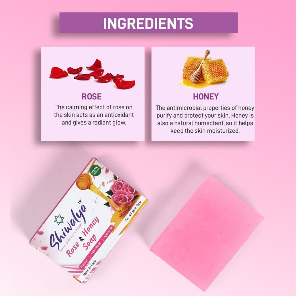 SHIWALYA Natural Rose Honey Handmade Soap | Handmade Bathing Soap | Herbal Soap Soft & Radiant Skin | Suitable for All Skin Types