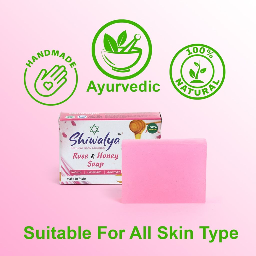 SHIWALYA Natural Rose Honey Handmade Soap | Handmade Bathing Soap | Herbal Soap Soft & Radiant Skin | Suitable for All Skin Types Pack of 4