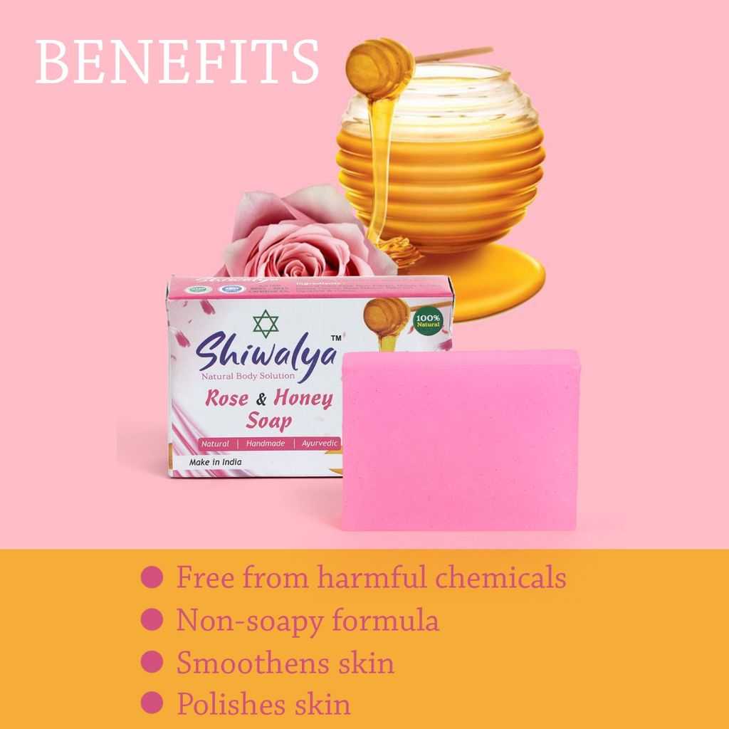 SHIWALYA Natural Rose Honey Handmade Soap | Handmade Bathing Soap | Herbal Soap Soft & Radiant Skin | Suitable for All Skin Types Pack of 6