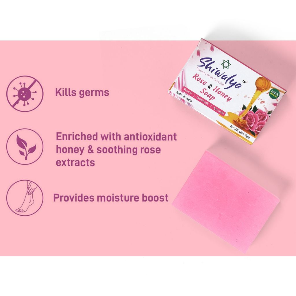 SHIWALYA Natural Rose Honey Handmade Soap | Handmade Bathing Soap | Herbal Soap Soft & Radiant Skin | Suitable for All Skin Types Pack of 6