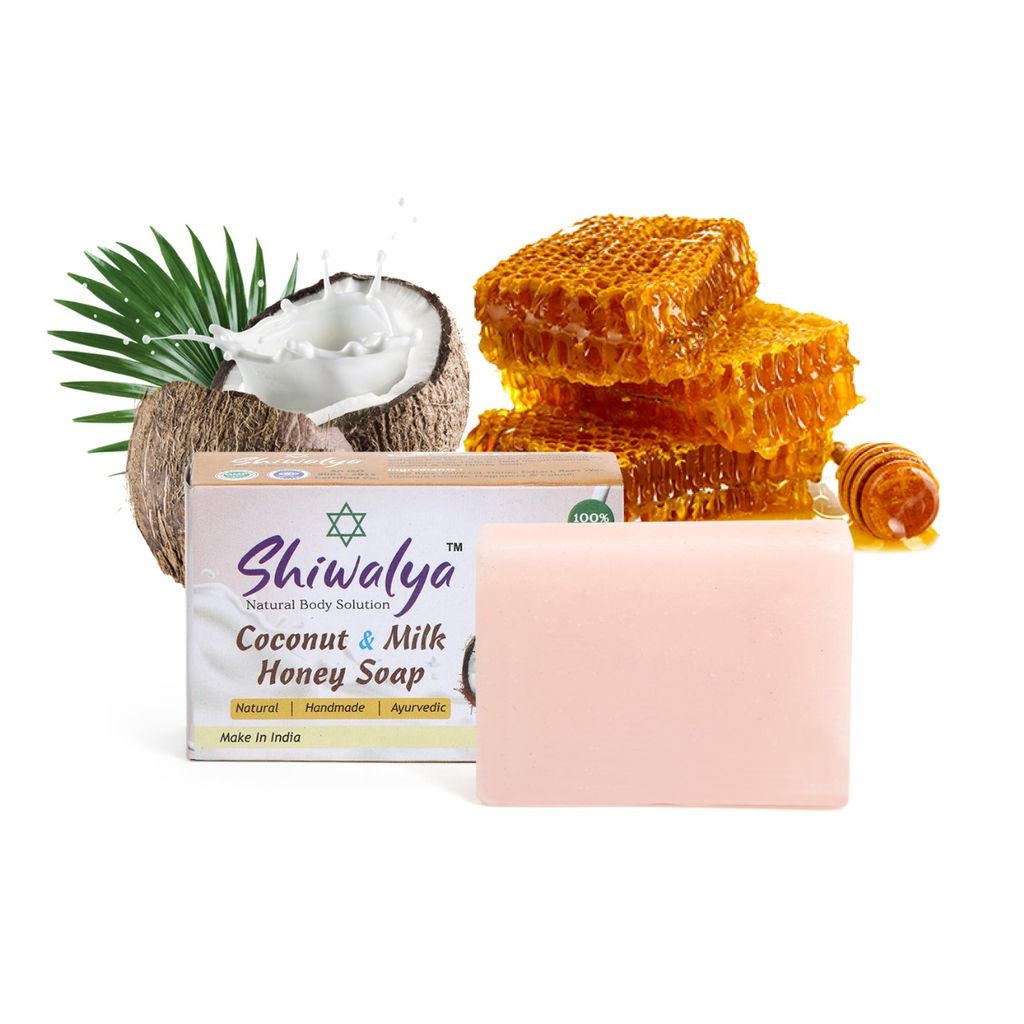 SHIWALYA Natural Coconut Honey Handmade Soap | Handmade Bathing Soap | Herbal Soap Soft & Radiant Skin | Suitable for All Skin Types Pack of 2