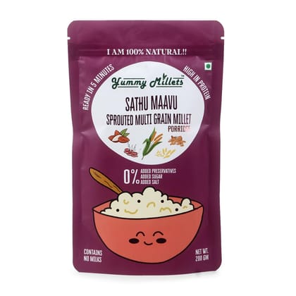 YUMMY MILLETS Sathu Maavu Sprouted Multi Grain Millet Porridge, No Sugar No Salt, Rich in Calcium, Easy for Digestion(200gm)