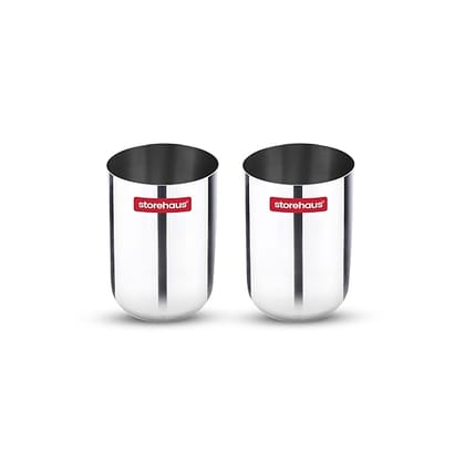 Storehaus Stainless Steel 2 pc Glass Set, Ideal for Home, Restaurants and Family Use, Kitchenware, Silver
