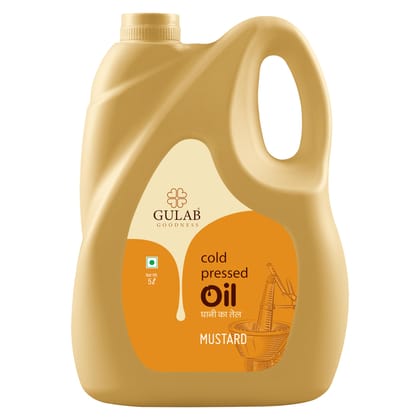 Gulab Cold Pressed Black Mustard Oil - 5 Litre | Pure Kachi Ghani/Wood Pressed/Kolhu/Chekku | Natural | Cold Pressed Oil for Cooking