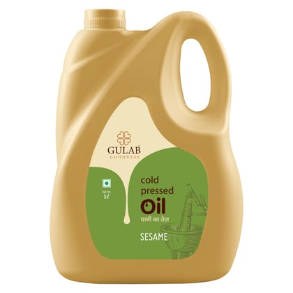 Gulab Cold Pressed Sesame Oil - 5 Litres | Gingelly Oil | Til Tel | Wood Pressed/Virgin Oil/Kolhu/Chekku/Ghani Oil for Cooking