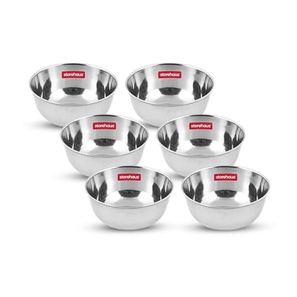 Storehaus Stainless Steel 6 pc Katoris Kitchenware Set Ideal for Home, Restaurants and Family Use, Silver