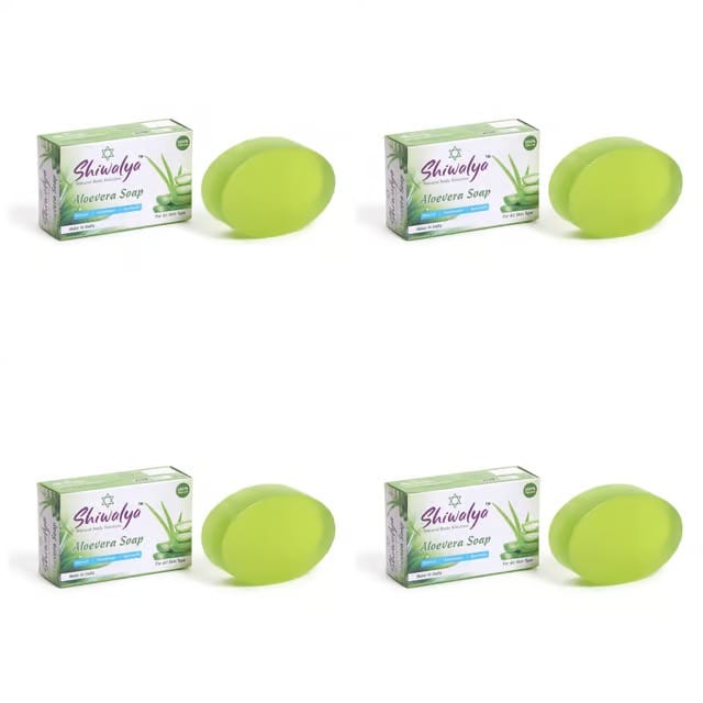 SHIWALYA Natural Aloevera Handmade Soap | Handmade Bathing Soap | Herbal Soap Soft & Radiant Skin | Suitable for All Skin Types (Pack of 4)