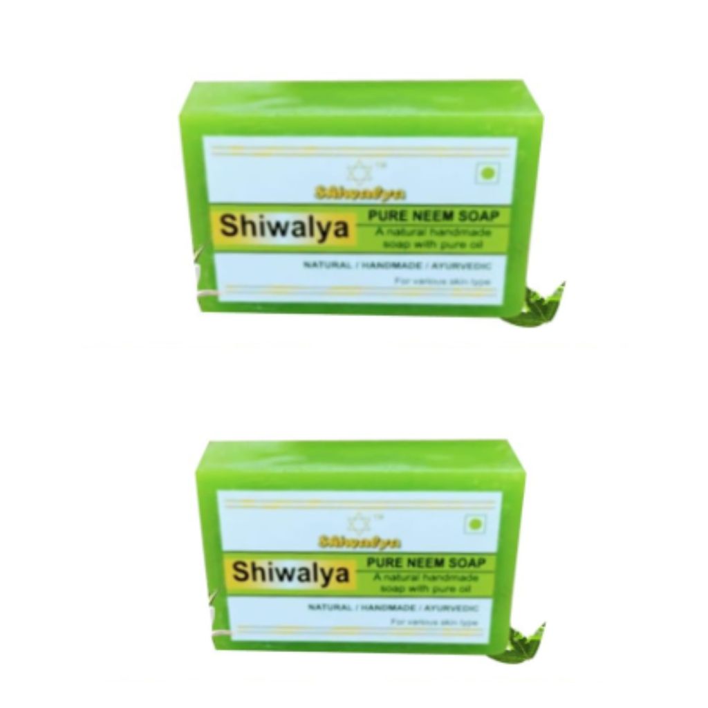 SHIWALYA Natural Neem Handmade Soap | Handmade Bathing Soap | Herbal Soap Soft & Radiant Skin | Suitable for All Skin Types (Pack of 2)