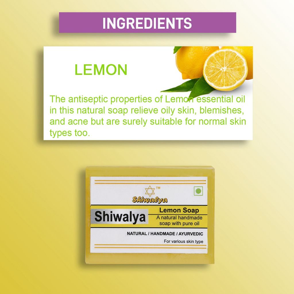 SHIWALYA Natural Lemon Soap || Handmade Bathing Soap || Herbal Soft & Radiant Skin || Suitable for All Skin Types (Pack of 2)