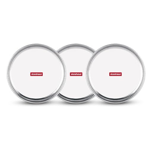 Storehaus Stainless Steel 3pc Thali Plate(12 inch) Kitchenware Set Ideal for Home, Restaurants and Family Use, Silver