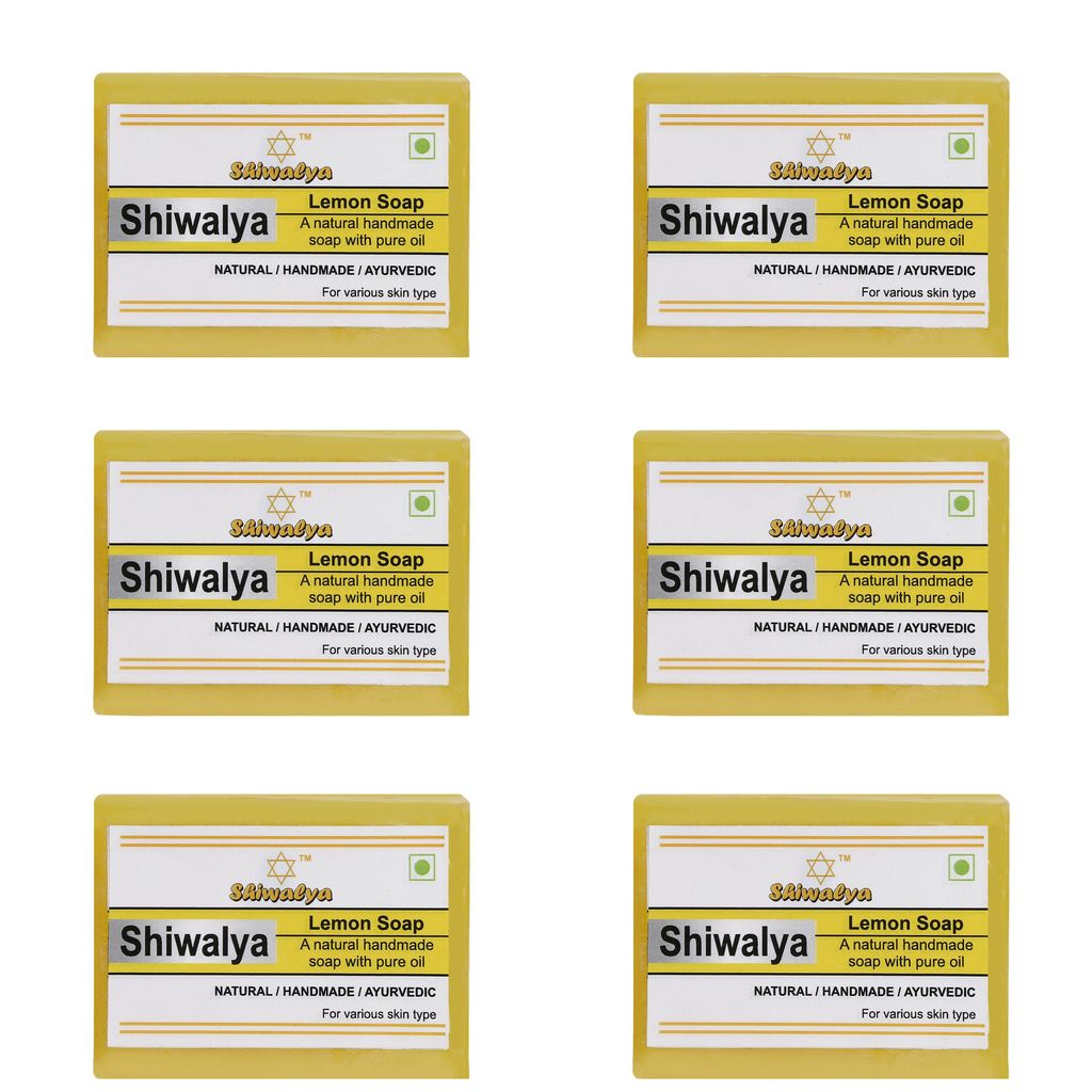 SHIWALYA Natural Lemon Soap || Handmade Bathing Soap || Herbal Soft & Radiant Skin || Suitable for All Skin Types (Pack of 6)