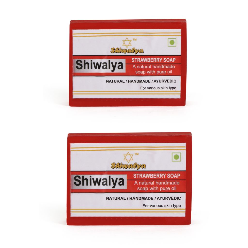SHIWALYA Natural Strawberry Soap || Handmade Bathing Soap || Herbal Soft & Radiant Skin || Suitable for All Skin Types (Pack of 4 )