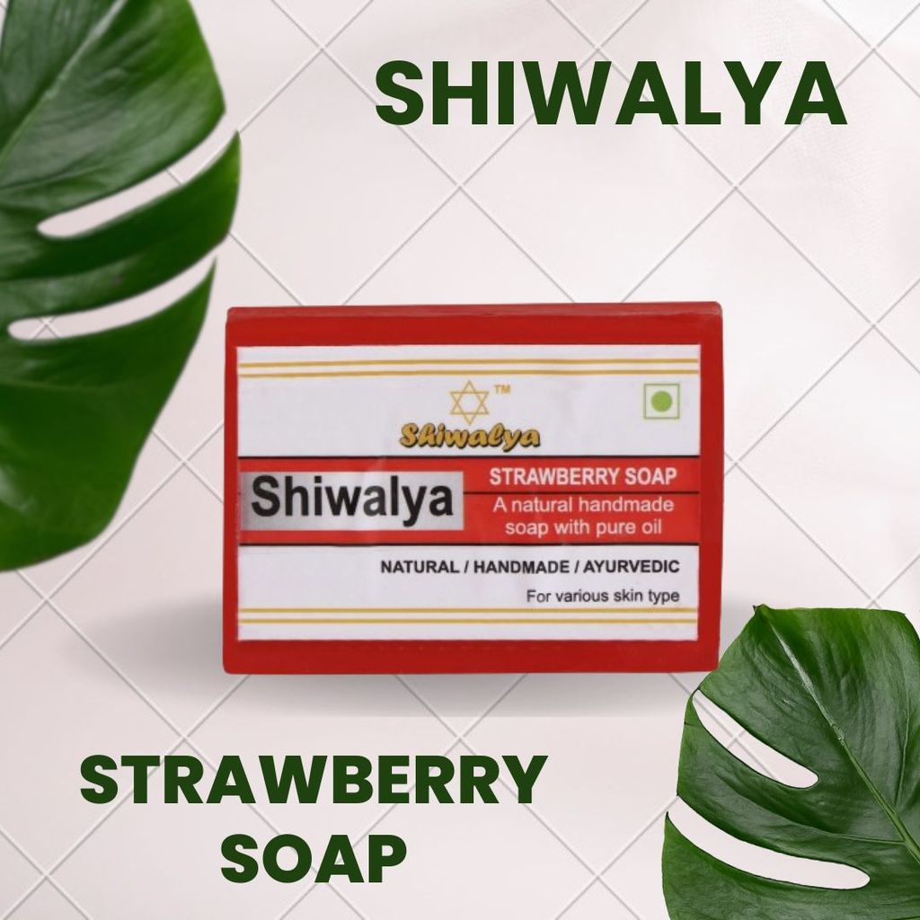 SHIWALYA Natural Strawberry Soap || Handmade Bathing Soap || Herbal Soft & Radiant Skin || Suitable for All Skin Types (Pack of 6)