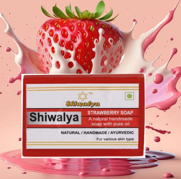 SHIWALYA Natural Strawberry Soap || Handmade Bathing Soap || Herbal Soft & Radiant Skin || Suitable for All Skin Types (Pack of 6)