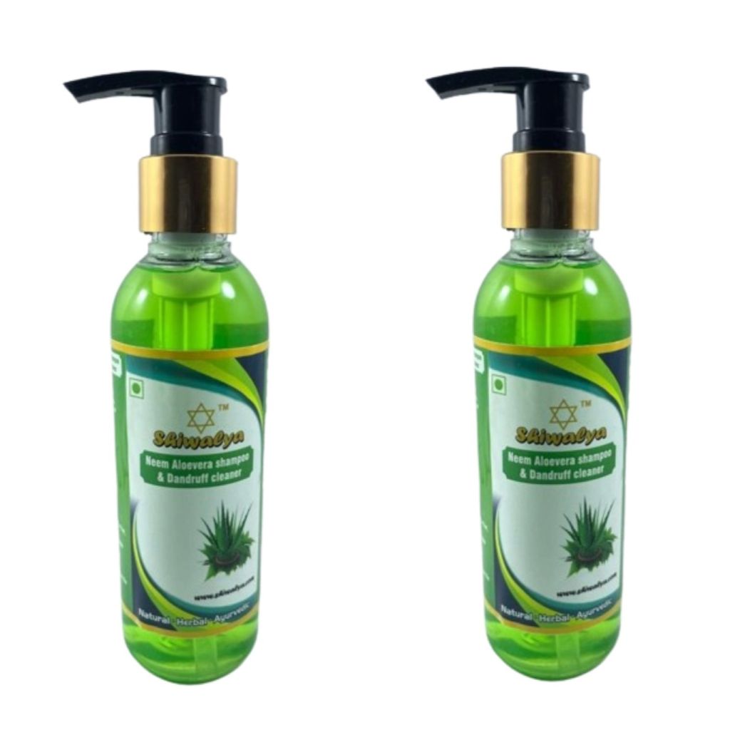 SHIWALYA Natural Herbal Neem and Aloe Vera Shampoo Gets hair rid of Dandruff| Cools the scalp Pack of 2,