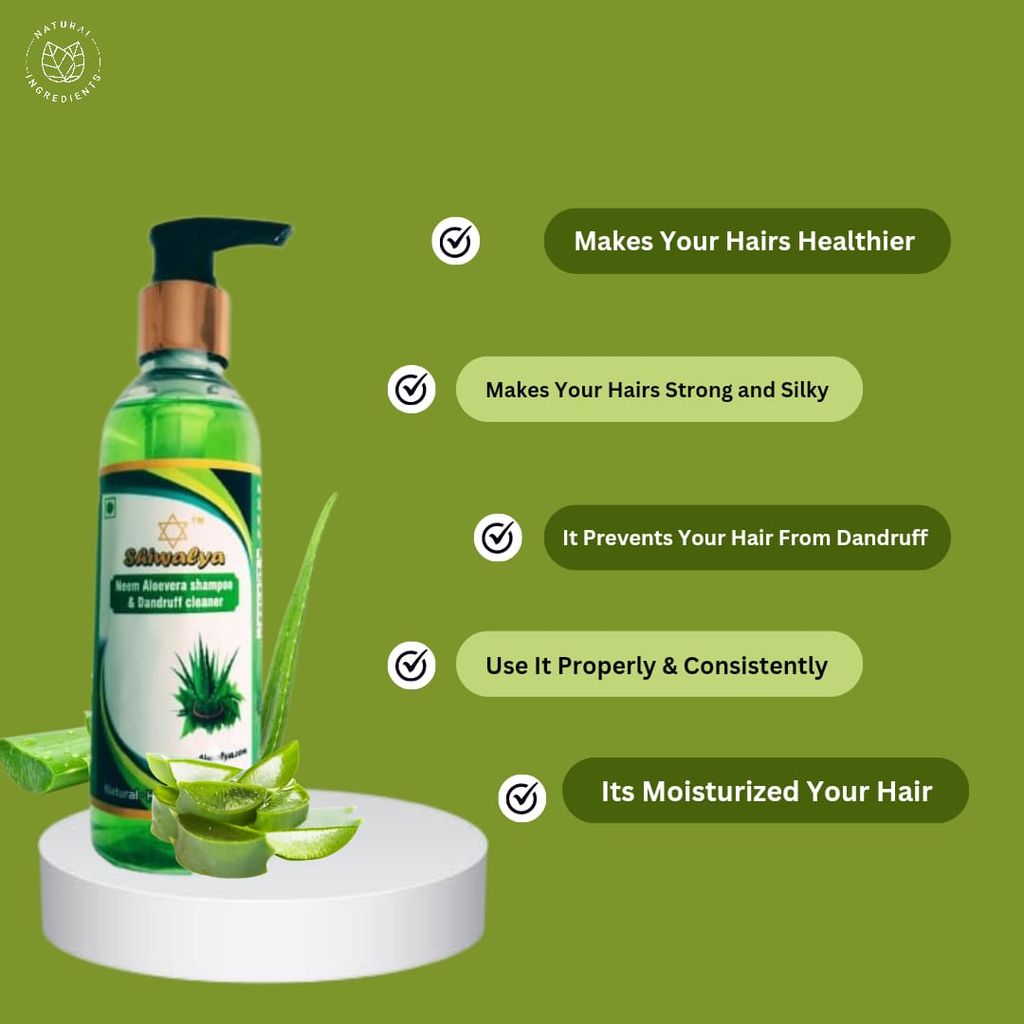 SHIWALYA Natural Herbal Neem and Aloe Vera Shampoo Gets hair rid of Dandruff| Cools the scalp Pack of 2,