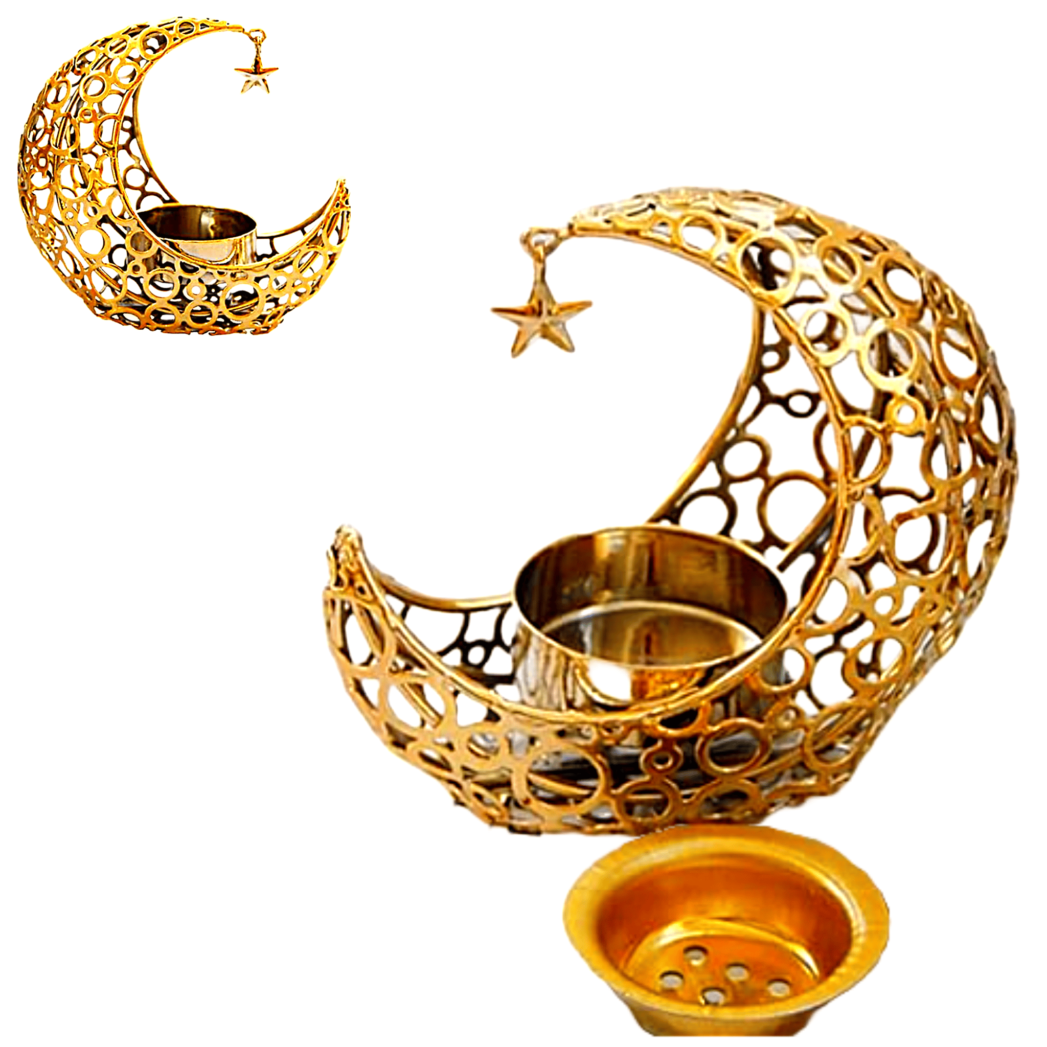 Metal Moon Shape Tealight Holder for Home and Office Decor | Diwali Diya Candle Holder| Decorative Items for Home Living Room