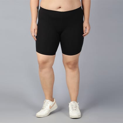 Plus Size Cotton Lycra Stretchable Cycling Gym Yoga Shorts For Women