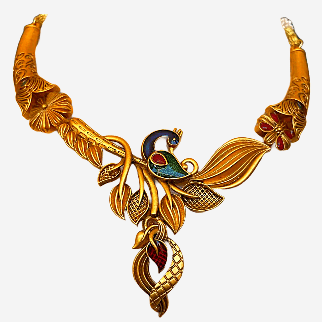 Laxzor Inc | Brass | Meenakari | Peacock | Antique Matt | Polish | Necklace & Earrings | Luxury Items | Representing | Theatre Art Culture