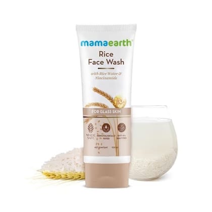 Mamaearth Rice Face Wash With Rice Water & Niacinamide For Glass Skin (100 ml) + Mamaearth Multani Mitti Face Wash (100ml) Pack of 2