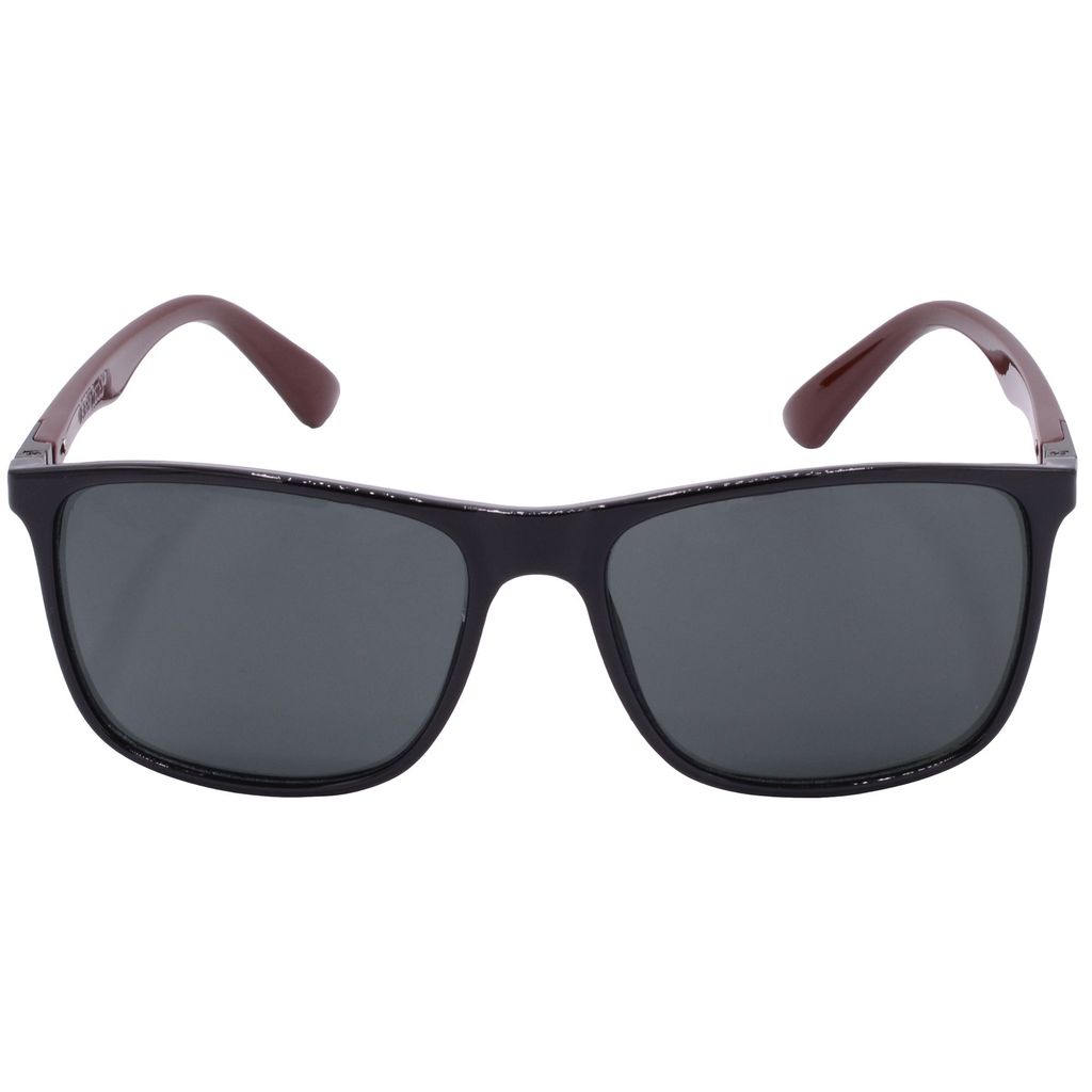 Hrinkar Grey Rectangular Sunglasses Brands Black, Brown Frame Goggles for Men & Women - HRS-BT-08-BK-BWN-BK