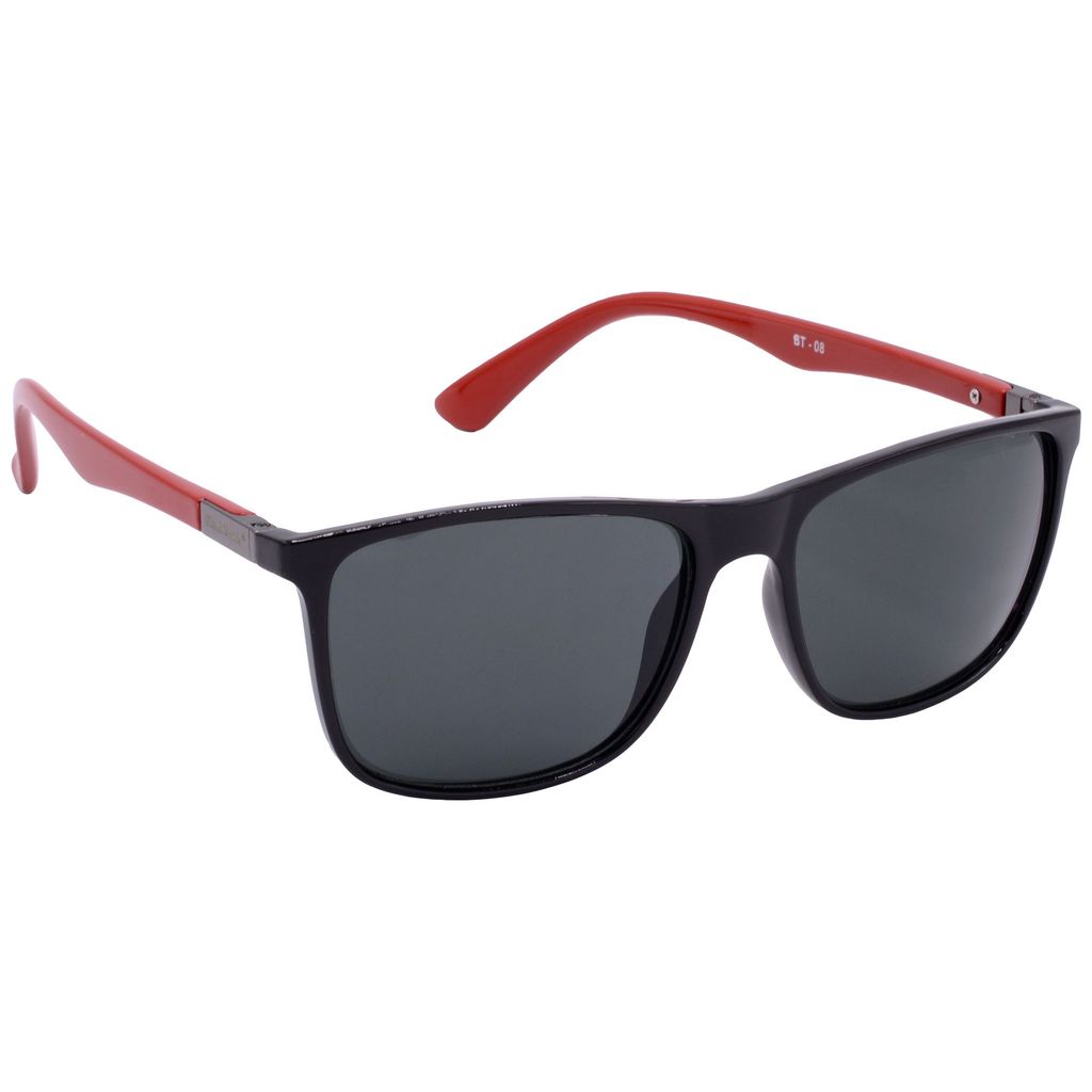 Hrinkar Grey Rectangular Cooling Glass Black, Red Frame Best Sunglasses for Men & Women - HRS-BT-08-BK-RD-BK - Sunglasses | Buy online on ZillyBuy