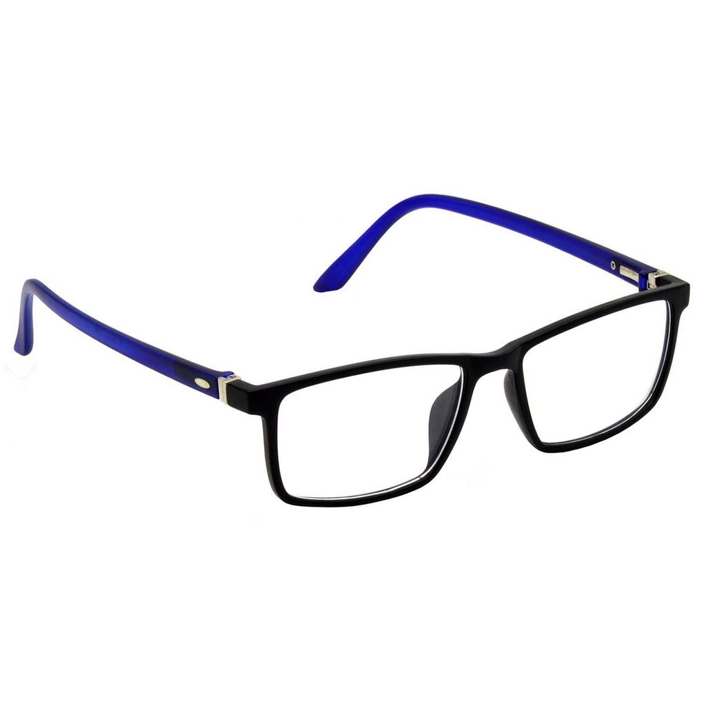 Hrinkar Rectangle Computer Glasses with Anti-Glare and Blue Ray Cut Lenses for Office, Gaming, Online Classes and Mobile/Computer Eye Protection Blue and Black Frame for Men & Women