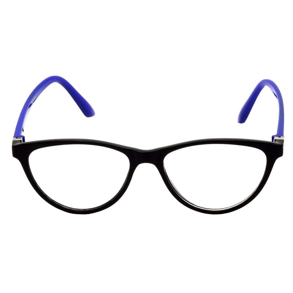 Hrinkar Cat-eyed Computer Glasses with Anti-Glare and Blue Ray Cut Lenses for Office, Gaming, Online Classes and Mobile/Computer Eye Protection Blue and Black Frame for Men & Women