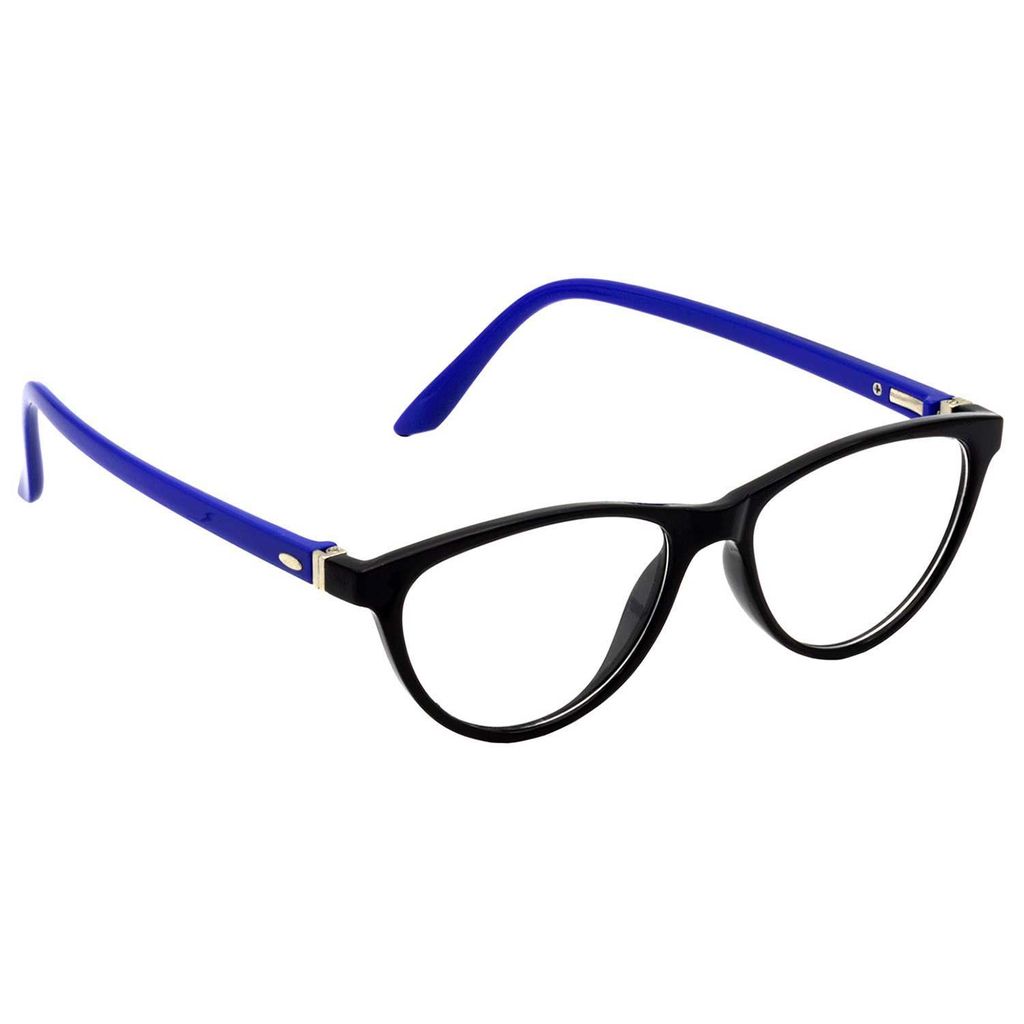 Hrinkar Cat-eyed Computer Glasses with Anti-Glare and Blue Ray Cut Lenses for Office, Gaming, Online Classes and Mobile/Computer Eye Protection Blue and Black Frame for Men & Women