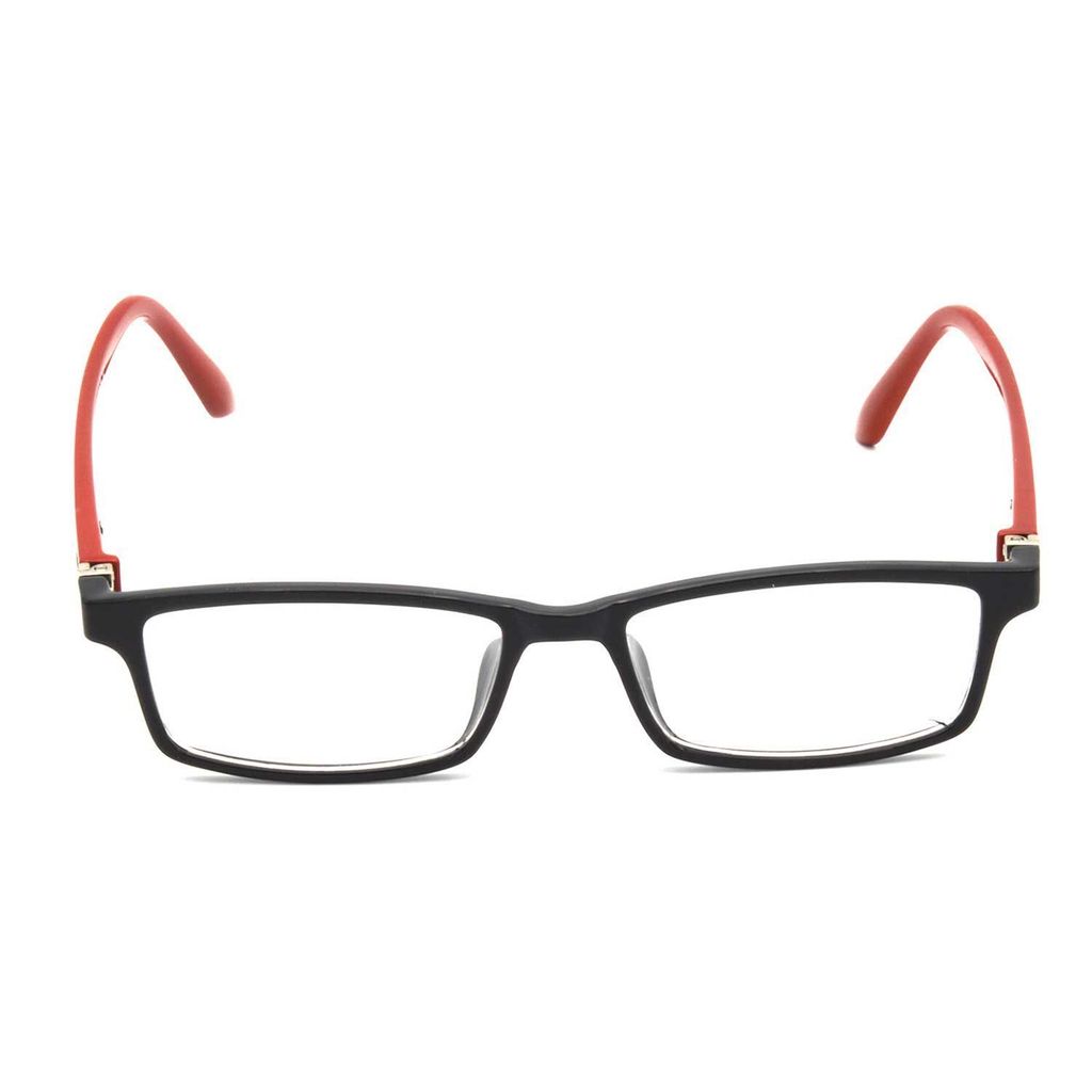 Hrinkar Rectangle Computer Glasses with Anti-Glare and Blue Ray Cut Lenses for Office, Gaming, Online Classes and Mobile/Computer Eye Protection Red and Black Frame for Men & Women
