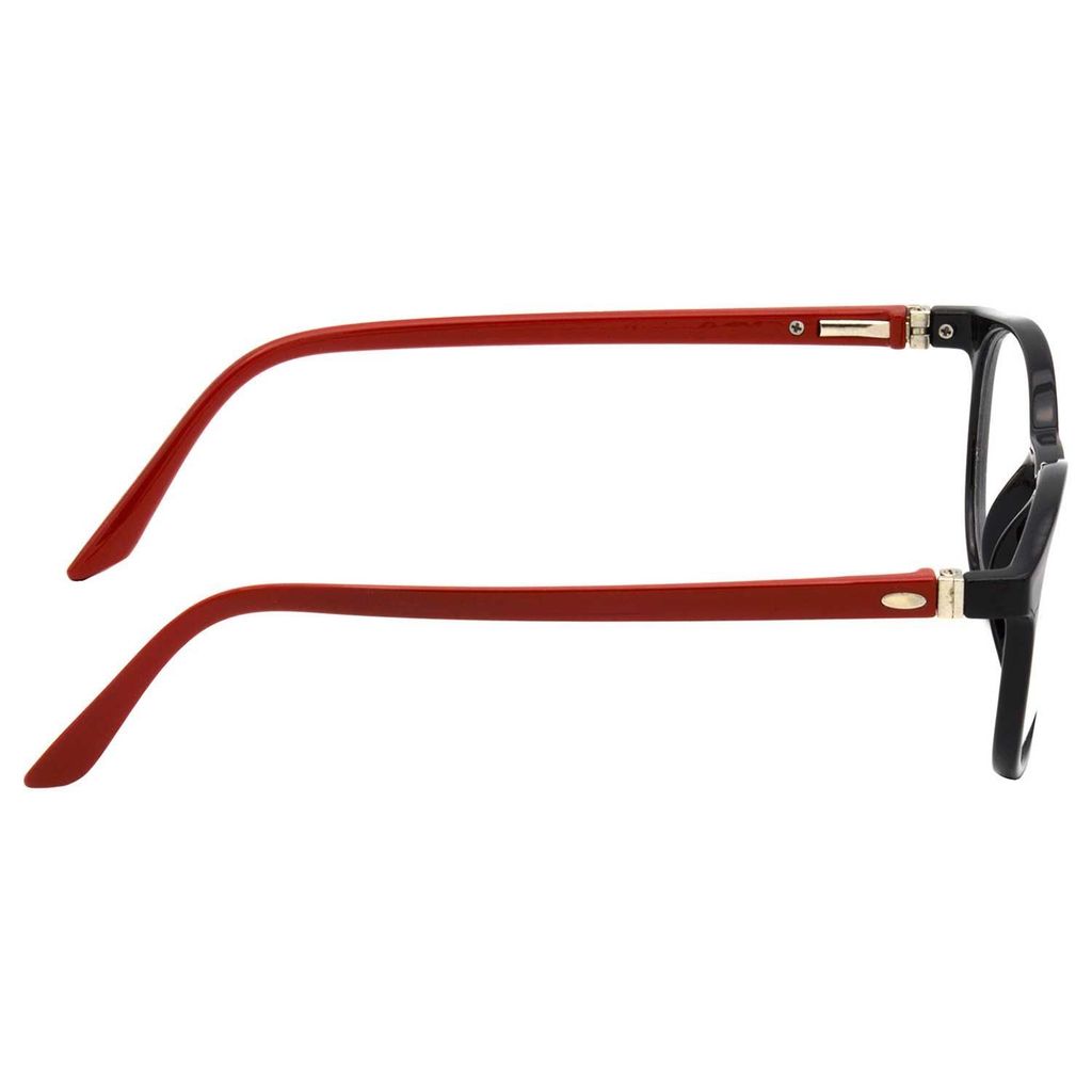 Hrinkar Oval Computer Glasses with Anti-Glare and Blue Ray Cut Lenses for Office, Gaming, Online Classes and Mobile/Computer Eye Protection Red and Black Frame for Men & Women