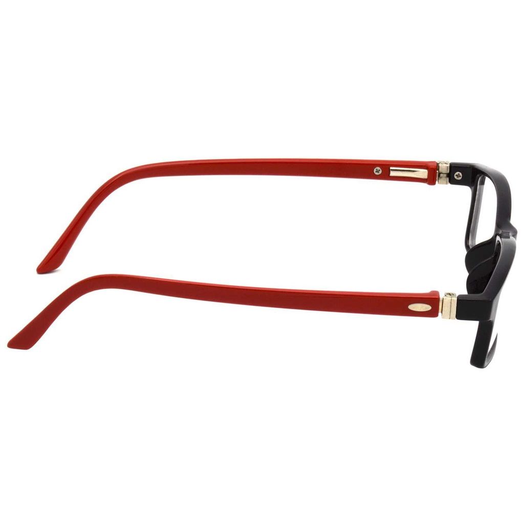 Hrinkar Rectangle Computer Glasses with Anti-Glare and Blue Ray Cut Lenses for Office, Gaming, Online Classes and Mobile/Computer Eye Protection Red and Black Frame for Kids Boy & Girl