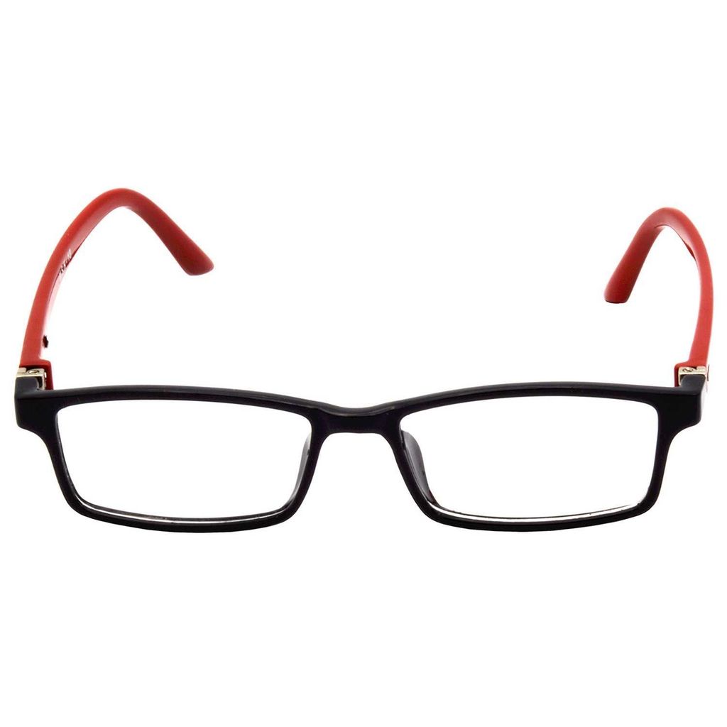 Hrinkar Rectangle Computer Glasses with Anti-Glare and Blue Ray Cut Lenses for Office, Gaming, Online Classes and Mobile/Computer Eye Protection Red and Black Frame for Kids Boy & Girl