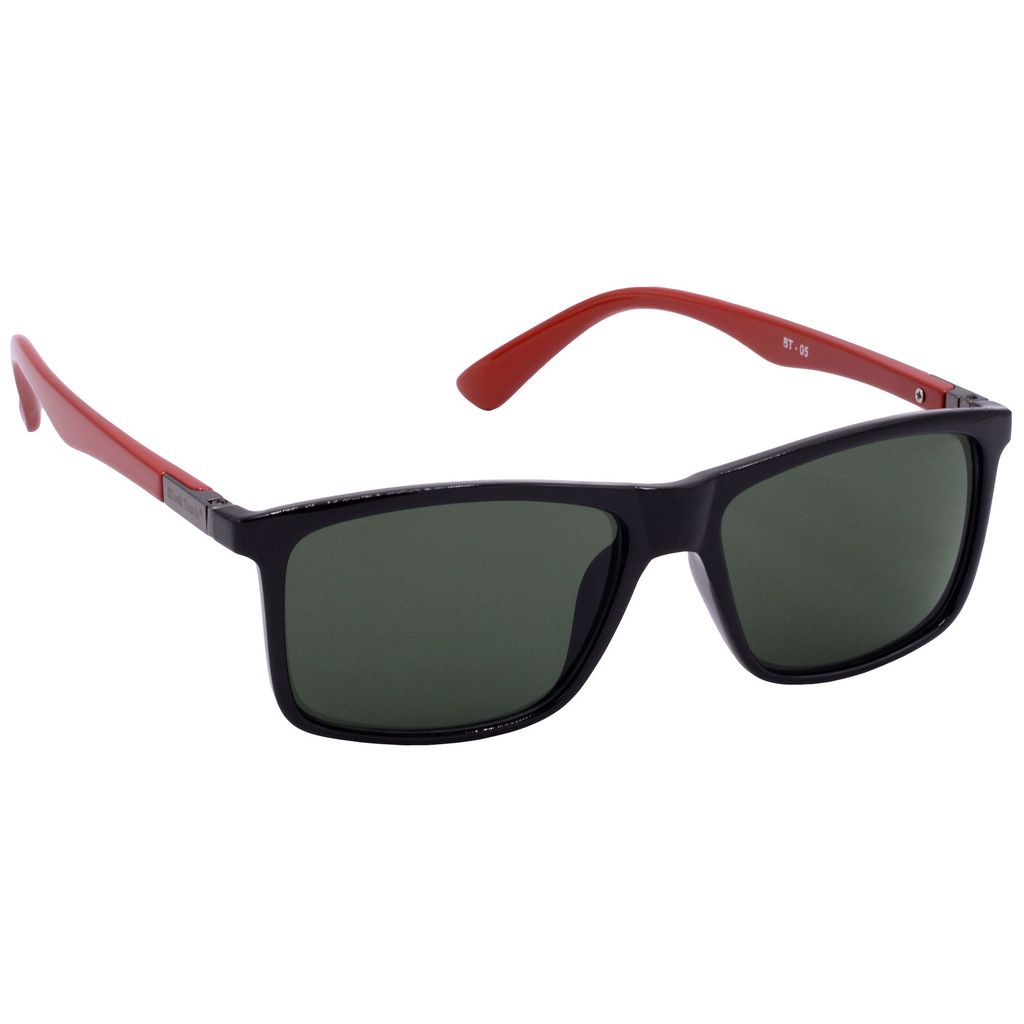 Hrinkar Green Rectangular Cooling Glass Black, Red Frame Best Sunglasses for Men & Women - HRS-BT-05-BK-RD-GRN - Sunglasses | Buy online on ZillyBuy