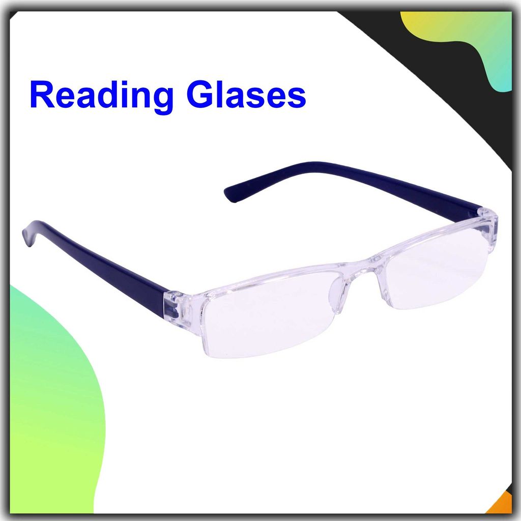 Hrinkar Rectangle Full Rim Portable +1.00 Reading Glasses For Men And Women (Blue Frame, +1.00, Near Vision) - HRD05