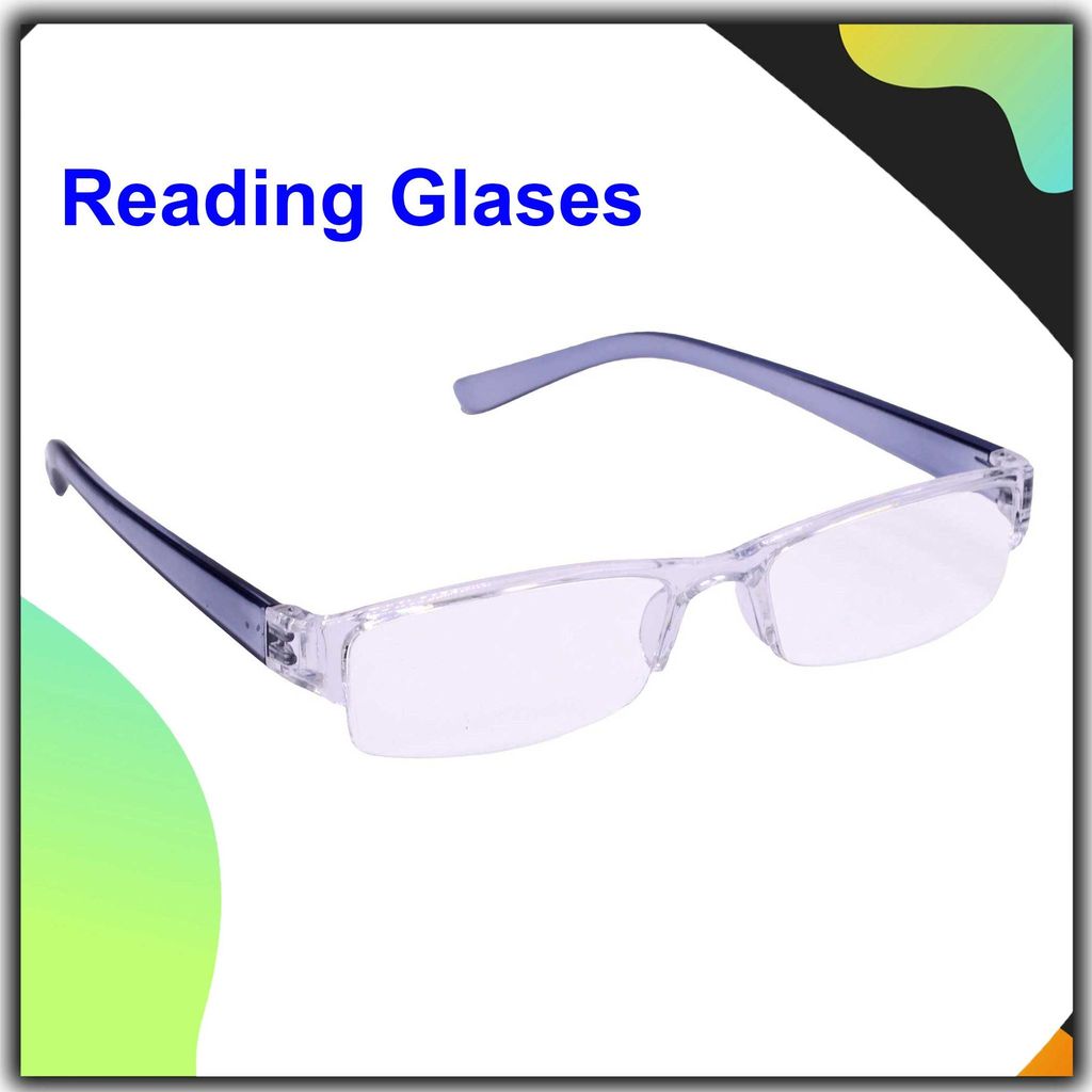Hrinkar Rectangle Full Rim Portable +1.00 Reading Glasses For Men And Women (Blue Frame, +1.00, Near Vision) - HRD05