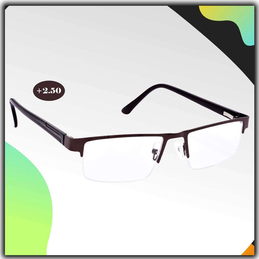 Hrinkar Rectangle Half Rim Portable Reading Glasses For Men And Women (+1.00 To +3.00, Near Vision) - HRD06