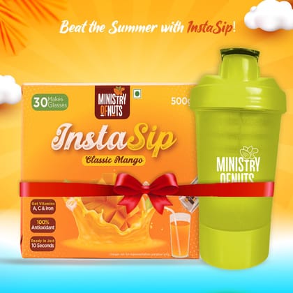 Ministry Of Nuts InstaSip Classic Mango Glucose Powder With Free Sipper(600Ml, Refill)| For Tasty & Healthy Mango Flavoured Glucose Drink| Provides Instant Energy| Vitamin C Boosts Immunity| Contains Calcium for Intense Bone Health.