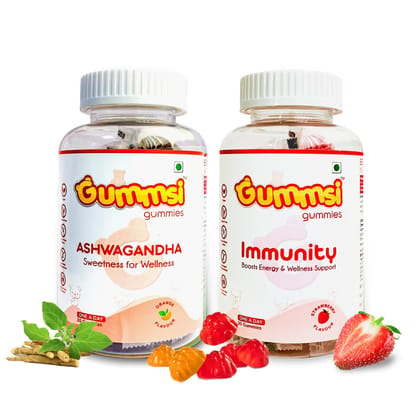 Gummsi Gummies Ashwagandha & Immunity Booster Gummies | 30 Gummies Each (Pack of 2)