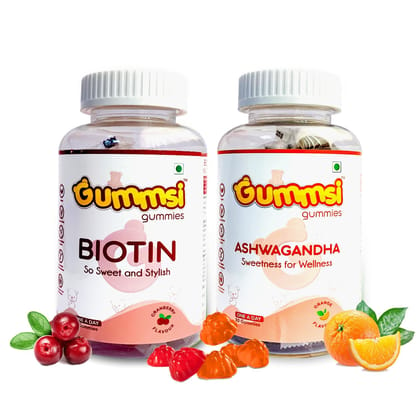 Gummsi Gummies Biotin & Ashwagandha Gummies | 30 Gummies Each (Pack of 2)