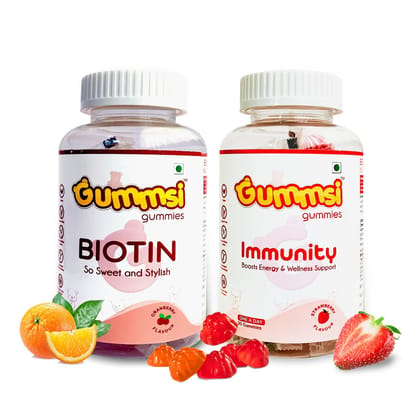Gummsi Gummies Biotin & Immunity Gummies, with Vitamin C, Zinc | 30 Gummies Each (Pack of 2)