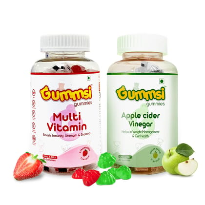 Gummsi Multivitamin & Apple Cider Vinegar Gummies | 30 Gummies Each (Pack of 2)