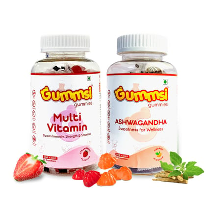 Gummsi Multivitamin & Ashwagandha Gummies | 30 Gummies Each (Pack of 2)